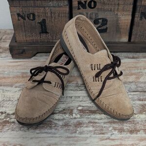 Zune Captain Tan Suede Moccasin Oxford Shoes Lace Up Size 6.5